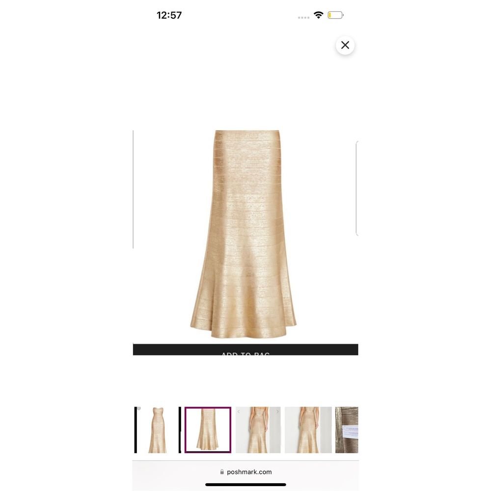 New Herve Leger Sara Fit n Flare Bandage Maxi Dress Gown Gold Foil XS $1799 - Picture 12 of 13
